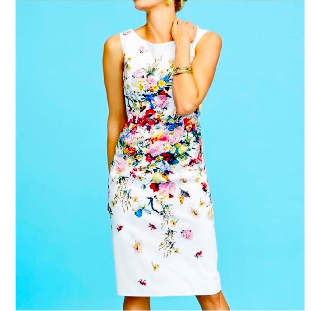 Talbots Cape Bouquets Sheath Dress, misses size 12